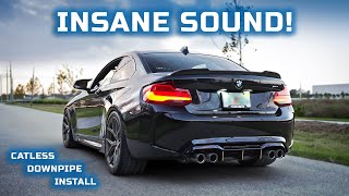 Best Exhaust Setup For Your BMW M2 VRSF Catless Downpipe InstallReview [upl. by Amalberga]