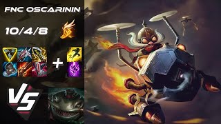 Fnatic Oscarinin TOP Corki vs Tahm Kench QUADRAKILL  EU Challenger Patch 1412 [upl. by Gebler]