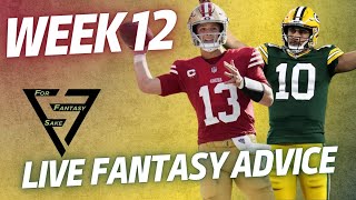 LIVE NFL Week 12 Fantasy Football Advice Rankings Viewer Questions amp NFL DFS Picks  FFSQC [upl. by Uahc281]