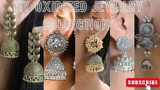 My Oxidized Jewelry Collection Silver amp Golden Jewelry Jhumka Chand Bali Choker Rings Anklet [upl. by Concoff]