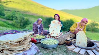 IRAN Daily Village Life Baking Lavash Bread in Tandoor and Harvesting Broad Beans [upl. by Ignatz]