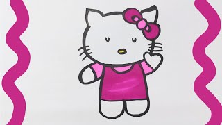 Draw Hello Kitty with me Easy Drawing for Kids Drawing and Coloring drawing hellokitty kids [upl. by Oak]