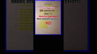 b pharmacy 5th sem medicinal chemistry 1 most important questions unit 1 to 5th rgpv pci shortvideo [upl. by Travus301]