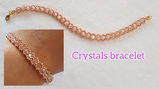 Crystals braceletSimple and elegant braceletEasy bracelet making at homeHandmadeDiy Beading [upl. by Tecil175]