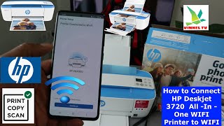 How to setup Connect HP Deskjet 3720 AllInOne WIFI Printer to WIFI [upl. by Atilam]