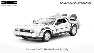 DeLorean DMC12 Back to the future Time Machines 124 Welly diecast scale model car [upl. by Ahsinrad]