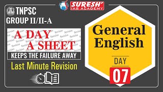 TNPSC GROUPIIIIA  PYQ  GENERAL ENGLISH  DAY07  One Line Questions  Suresh IAS Academy [upl. by Okorih]