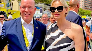 Albert And Charlene Of Monaco Happy And Close The Couple Shine At The Tour De France [upl. by Ylrehs646]