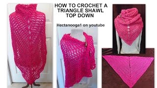 CROCHET  TRIANGLE SHAWL Pattern Works TOP DOWN free crochet video tutorial [upl. by Ennoryt]