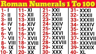 Roman Numerals 1 to 100  Learn Roman Numbers 1 to 100  Roman Numbers 1 to 100  Roman numbers [upl. by Akselaw]