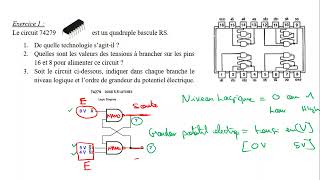 Exercice sur le circuit 74279 RS  Analyse des Niveaux Logiques et Tension TTL VOH VIH VOL VIL [upl. by Nerine241]