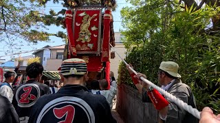 2024年4月14日（日曜）山車祭り 長尾地区祭礼本祭 玉貫玉神車 武雄神社から曳き出し後の下り坂。 [upl. by Colpin787]