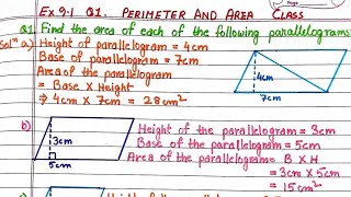 Ex 91 All Question Solved Perimeter and Area Class 7 Maths New Ncert Book Class7Maths ncertmaths [upl. by Tterab]