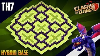 New Ultimate TH7 HYBRIDTROPHYdefense Base 2019 Town Hall 7 Hybrid Base Design  Clash of Clans [upl. by Oswin611]