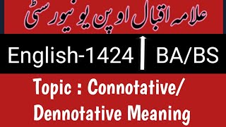 Aiou 1424 English  Connotative amp Denotative meanings [upl. by Sardella]