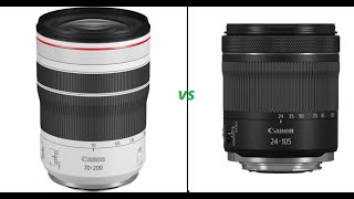 Canon Canon RF 70200mm F4L IS USM vs Canon RF 24105mm F471 IS STM 200 mm vs 105 mm [upl. by Atnuahsal946]