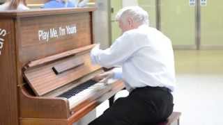 Random man playing amazing piano at St Pancras International Station in London [upl. by Anhcar]