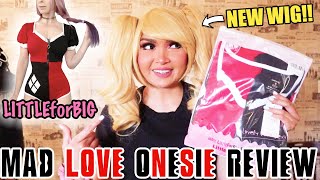 LITTLEFORBIG Harley Quinn Mad Love Onesie Try On Review  Wig Review [upl. by Inajar]