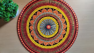 Dot Mandala Art on Round MDF board  Step by step tutorial  Dot Mandala Art  Dotting Art [upl. by Dominy]