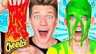 Mystery Wheel of Slime Challenge HOT CHEETOS SLIME Learn How To Make DIY Switch Up Oobleck Food [upl. by Kabab]