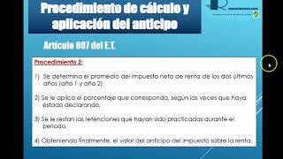 ¿Cómo se calcula el Anticipo del impuesto sobre la renta [upl. by Asiil]