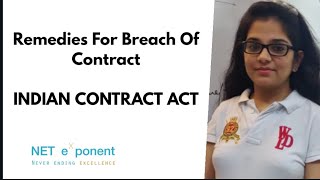 Remedies For Breach Of Contract Indian Contract Act By NET EXPONENT [upl. by Eislek]