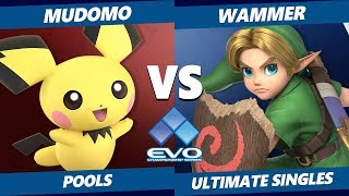 EVO 2019 SSBU  Mudomo Pichu Vs Wammer Young Link Joker Smash Ultimate Tournament Pools [upl. by Highams]