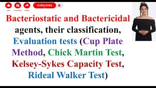 Bacteriostatic and Bactericidal agents their classification Evaluation tests BPharma 3rd Sem [upl. by Zebe]