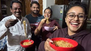 Trying Spicy 🥵 Korean Noodles With Family🍜 🔥  Dhanushree [upl. by Nylinnej]