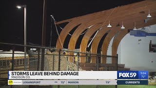 Storms leave behind major damage to FranktonLapel Community Schools Admin building [upl. by Remlap]