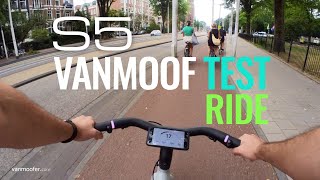 VanMoof S5 First Test Ride in Amsterdam  Boost VanMoof App Motor and Brake Noise [upl. by Lorant]