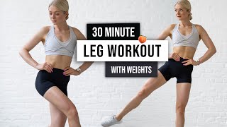 30 MIN LEG WORKOUT  Lower Body GLUTES and THIGHS  With Weights Home Workout [upl. by Bandler]