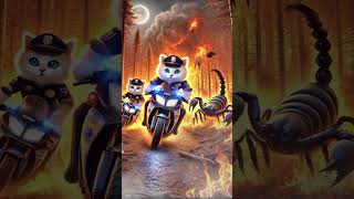 AI Police Cats vs Giant Scorpions amp Zombies – Fiery Forest Chase shorts [upl. by Norward723]