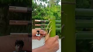 Bamboo Creations with 3 arrows bamboogun satisfying bow toys bowandarrow bamboo [upl. by Okir155]