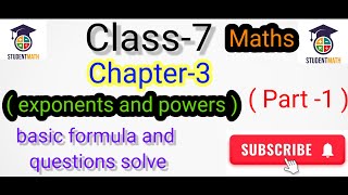 Exponent And Power Chapter 3  Class 7  Maths  Part 1  Education  Full 31 Exercise [upl. by Rojam]