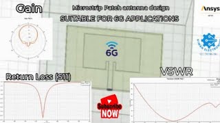 Microstrip Patch Antenna Design for 6G Applications  AnsysHowTo  Gain  S11 VSWR Results [upl. by Llerihs]