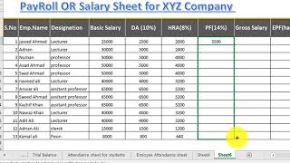 How to make salary sheet  Payroll or Payslip in excel 2016 [upl. by Oidualc]