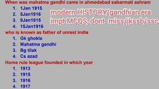 Modern History Mcqs  Gandhian era 1947 jkpconstable jkssb dhruvrathee JkkEntertainment [upl. by Ahsieken588]