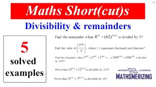 Math Shortcuts  Divisibility amp remainder  Binomial  5 SE Jeeadvanced Mathsmerizing Hindi [upl. by Floro]