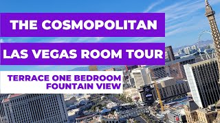 Cosmopolitan Las Vegas Room Tour  Terrace One Bedroom Suite Fountain View [upl. by Inahc]