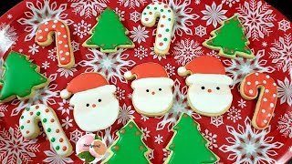 GALLETAS NAVIDEÑAS DE MANTEQUILLA🎄RECETA Y DECORACION CON GLASE REAL [upl. by Ahtekal]