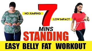 7 Mins Easy Standing Abs Workout For Beginners To Lose Belly Fat At Home  Belly Fat Exercises [upl. by Crenshaw]