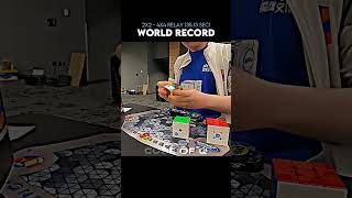 2×24×4 Relay World Record 3513 Second rubikscube shorts [upl. by Eissirhc]