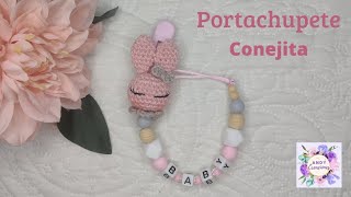 PortachupetePortachupon de conejita a Crochet paso a paso muy fácil de realizar 🧶🐰🤍 [upl. by Wolpert]