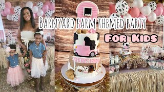 BARNYARD FARM THEMED BIRTHDAY PARTY IDEAS FOR KIDS 🐴🐄🐓 LIVE ANIMALS AND STRAWBERRY PICKING 🍓 [upl. by Olraced]