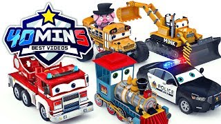 appMink Build a Fire Truck  Monster Truck School Bus Police Car Kids Animation 40 mins [upl. by Haron]