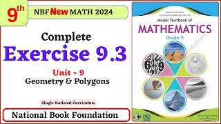 Class 9 Math Exercise 93 I Unit 9  National Book Foundation Math 9 Ex 93 NBF FBISE [upl. by Ahtivak540]