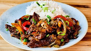 Best Pepper Steak Recipe  Easy Beef Stir Fry  Fluffy Basmati Rice Recipe Steak and Pepper [upl. by Markson]