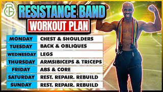 FULL WEEK WORKOUT PLAN AT HOME WITH RESISTANCE BAND  FITBEAST [upl. by Notgnillew250]