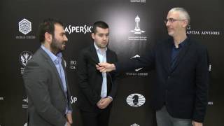 Day 7 Interview with Shakhriyar Mamedyarov and Ian Nepomniachtchi [upl. by Nahtanoj487]